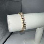 18 Kt Yellow Gold Plated Sparkling 32.5 Ctw CZ Gemstone Tennis Bracelet
