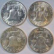 4 Choice BU Franklin Half Dollars with FBL. 2 1953 & 2 1953-D