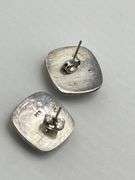 925 Sterling Silver Square Spiny Oyster  Adorned With Small silver Dots Earrings