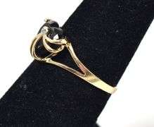 Loving 10K Yellow Gold Black Onyx Gemstone and Diamond Ring