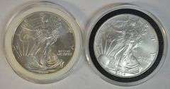 Superb Gem BU 1995 & 2004 $1 Silver Eagle coins