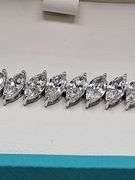 Stunning 14KT White Gold Marquise Cut Lab Diamond Tennis Bracelet, 11.5 CTTW