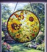 Hand-Painted Sunflower Stained Glass Suncatcher