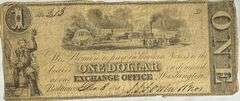 $1 Dec 8 1841 Exchange Office Washington Baltimore Exchange Office Note