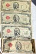 Four Various 1928 Red Seal $2 US Notes