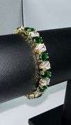 18 Kt Gold Plated 32.5 Cwt Simulated Emerald Tennis Bracelet