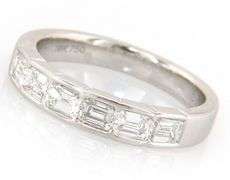 New 0.98ctw Baguette Sideways Six Stone Band Ring in 18K