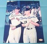 HAND SIGNED MICKEY MANTLE AND TED WILLIAMS 8X10 WITH COA