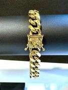 Huge 63.9 Gram Yellow 14 Kt. Gold Plate Cuban Curb Link Bracelet