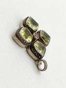 Vintage 925 Sterling Silver Lori Bonn Four Cushion Cut Lemon Citrine Pendant