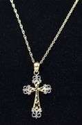 Lovely 10K Yellow and White Gold Cross Pendant Necklace
