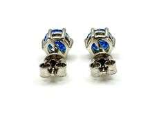 18 Kt White Gold Plated 2 Ctw Steel Blue Gray Fire Moissanite Earrings