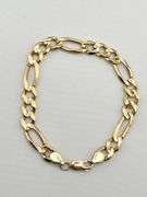 14KT Yellow Gold Flat Solid Figaro Chain Bracelet