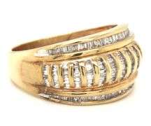 Estate 10K YG Baguette Diamond Dome Ring