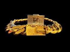 Sharp Yellow Gold Plated Monogramed Initial "R" Curb Link Bracelet