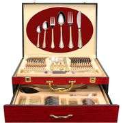 75 Piece 24K Gold Trim Flatware Set for 12