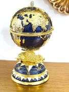 Handcrafted Sapphire & Gold Egg Trinket Box – Symbol of Good Luck and Prosperity