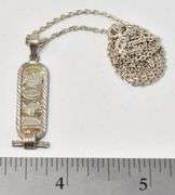 Egyptian Designed Pendant Necklace in Sterling Silver