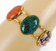 Large Vintage Scarab Gemstone Bracelet