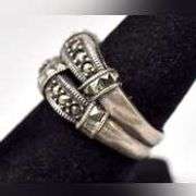 Marcasite Gemstone Ring in Sterling Silver.