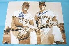 HAND SIGNED NOLAN RYAN AND TOM SEAVER 8X10 WITH COA