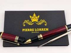 Pierre Lorren Antique Meander Rollerball Pen Set – 18K Gold Overlay on Silver Metal, Handmade Engrav