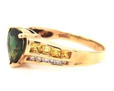 Tasteful 14K YG Green Tourmaline Ring
