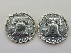 (2) 1955 Franklin Half Dollars, 90% Silver