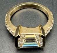 14K Yellow Gold Emerald Cut Lab Diamond Ring of 3.66 Ct