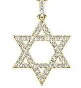 15 KT Yellow Gold Star of David Pendant with 1.60 CTTW Lab Diamonds