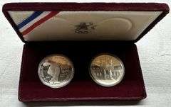 1983–1984 Olympic Commemorative Silver Dollar Proof Set 2 Coins w/ Original Box