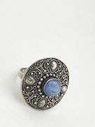 925 Sterling Silver Vintage Etruscan Revival Design Blue Opal Ring