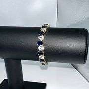 18 Kt. Yellow Gold Plated 32.5 Ctw. Simulated Sapphire Tennis Bracelet