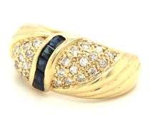 Stunning 14K YG Sapphire and Dimond Ring