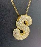Sterling Silver 'S' Pendant with dancing Moissanite
