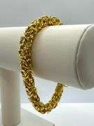 Sharp 43.9 Gram Yellow Gold Plated Byzantine Bracelet
