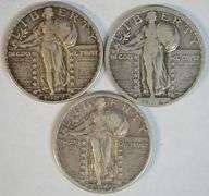 1924 in VF and 1927 & 1929 in XF Standing Liberty Quarters