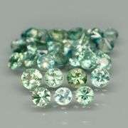 Exotic 4.01ct 35pc single vein bright blue green Sapphire set