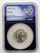 1945-S Jefferson Nickel, NGC MS65 "Trader Bea Slab"