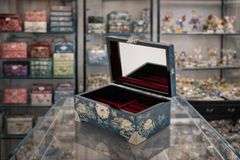 Handmade Mother of Pearl Jewelry Box with Mirrored Lid