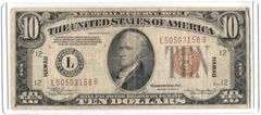 1934-A $10 Red Seal Federal Reserve Note Hawaii Overprint WWII Emergency Issue