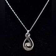 Diamond Pendant Necklace in Sterling Silver.