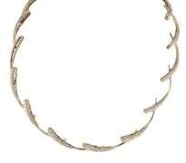2.97ctw Pave Diamond Woven Loop Link Choker Necklace in 18K