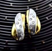 Exquisite Two-Tone 14K Gold Diamond J Hoop Earrings