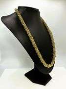 Huge 97.8 Yellow Gold Plated Byzantine Chain Necklace