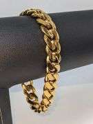 Huge 50 Gram Yellow 14 Kt Gold Plate Cuban Curb Link Bracelet