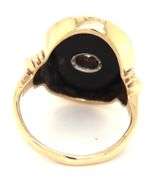 10kt Yellow gold 0.50ct European cut diamond and black onyx ring