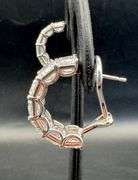 14K White Gold Emerald Lab Diamond Hoops of 14ct