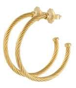 David Yurman Medium Cablespira Hoop Earrings in 18K