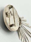 925 Sterling Silver Mexico Onyx Modernist Prndant Brooch With Dangle Bars Penndant